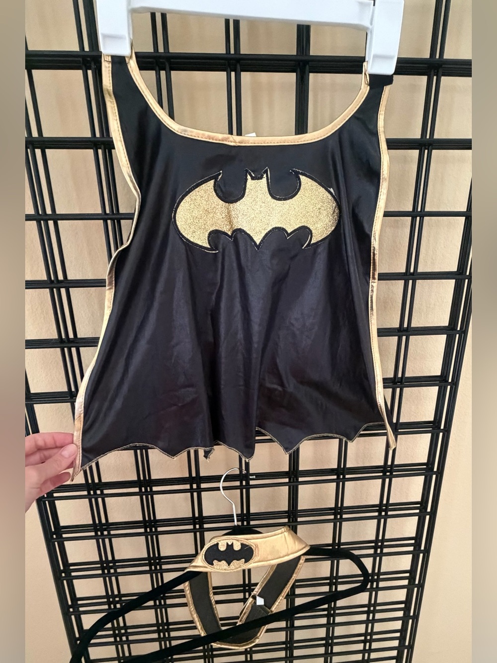 Girls Batgirl Costume Size Small Black Gold Pink Cape Belt Superhero Halloween